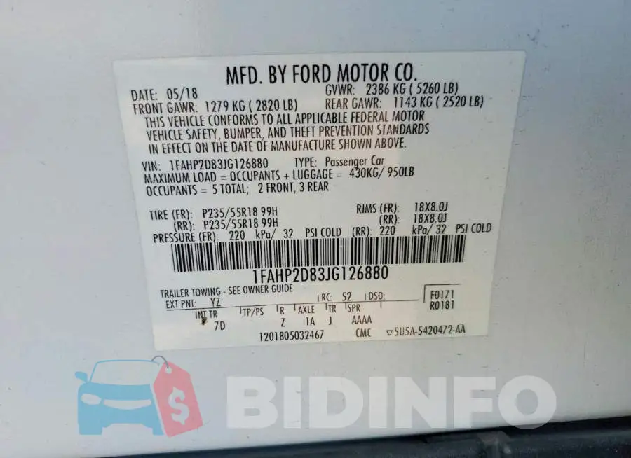 1FAHP2D83JG126880 Photo# 12