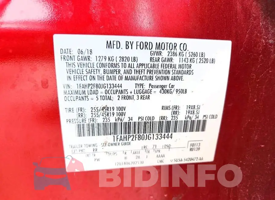 1FAHP2F80JG133444 Photo# 12