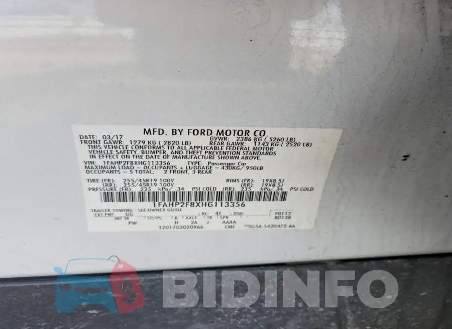 1FAHP2F8XHG113356 Photo# 12