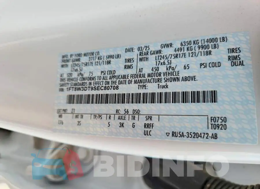 1FT8W3DT9SEC80708 Photo# 13