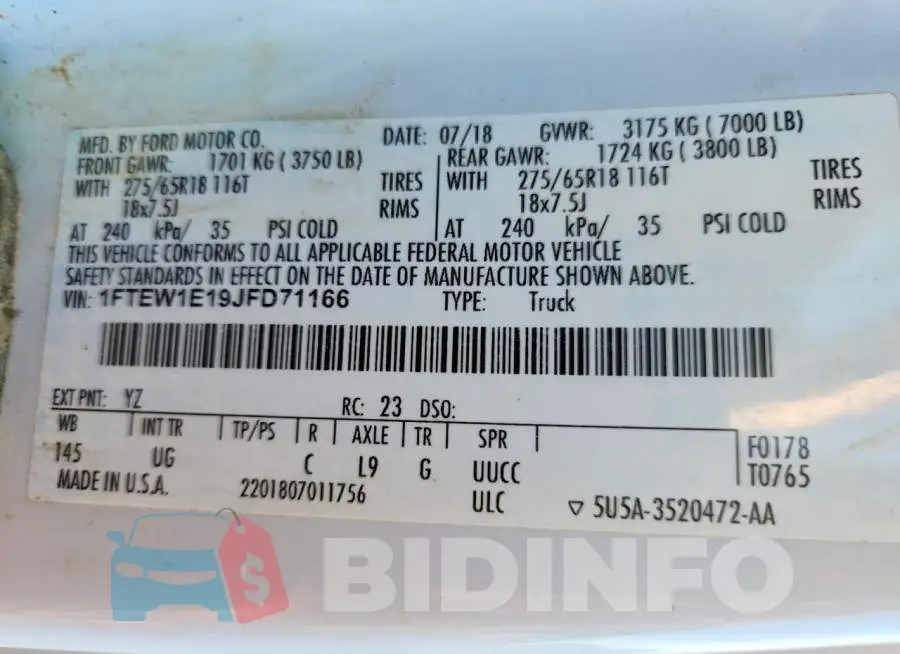 1FTEW1E19JFD71166 Photo# 12