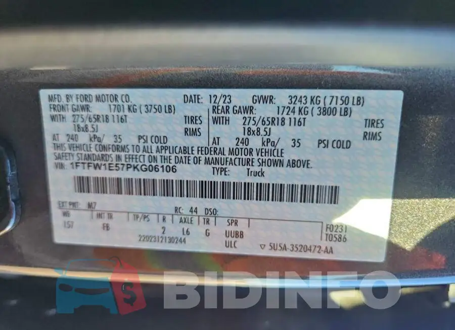 1FTFW1E57PKG06106 Photo# 12
