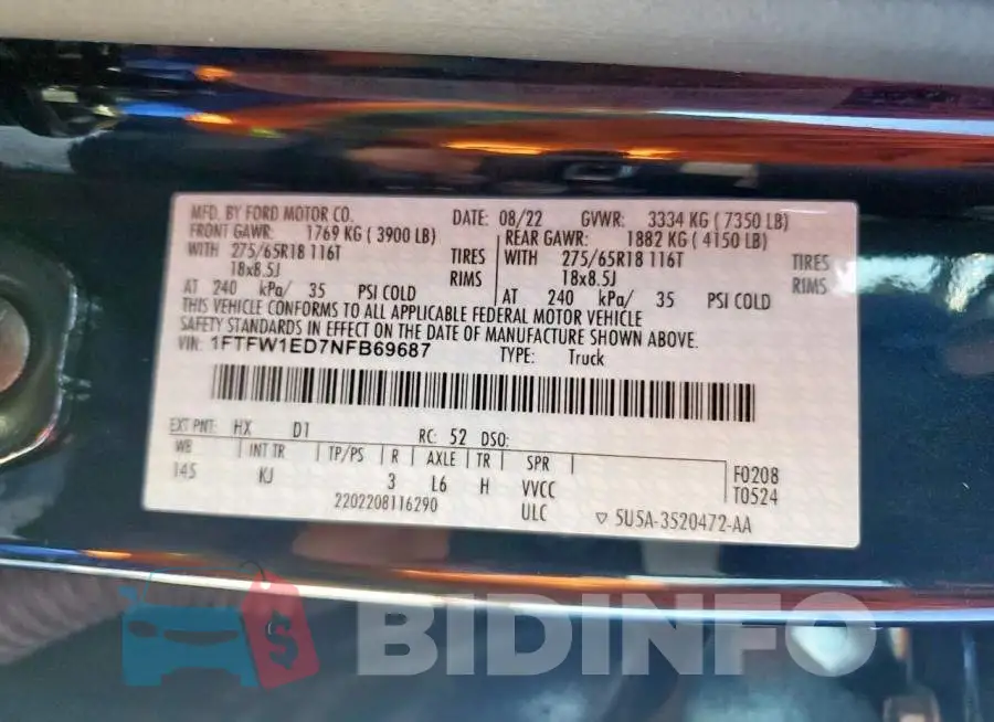1FTFW1ED7NFB69687 Photo# 12