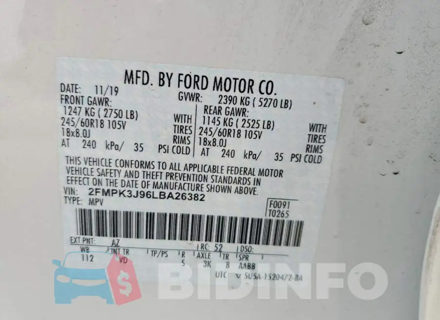 2FMPK3J96LBA26382 Photo# 14