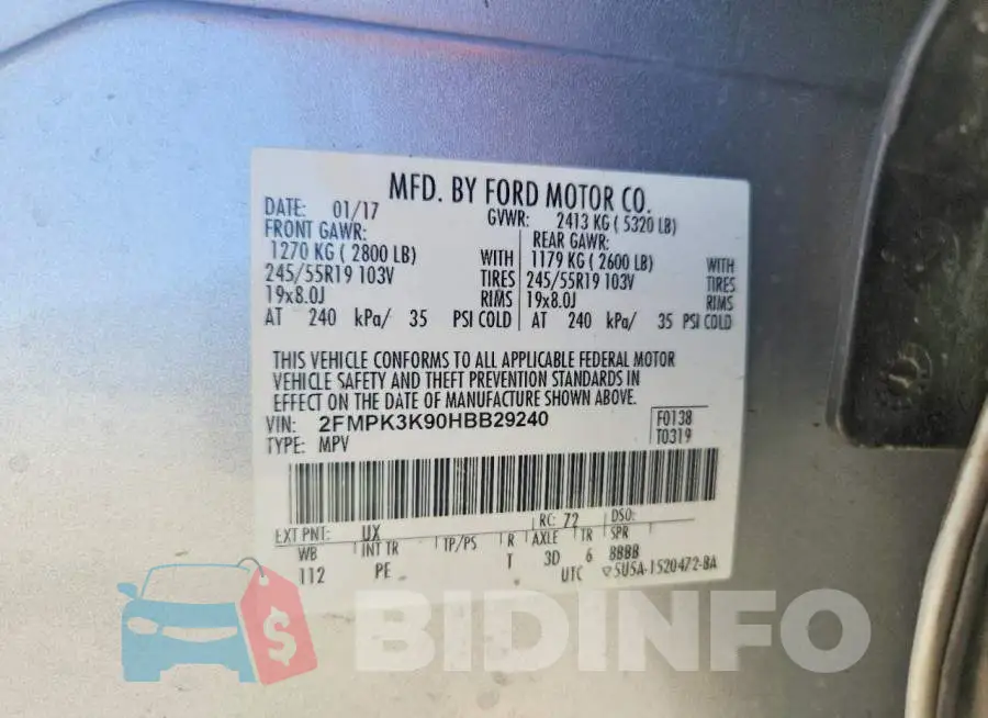 2FMPK3K90HBB29240 Photo# 12