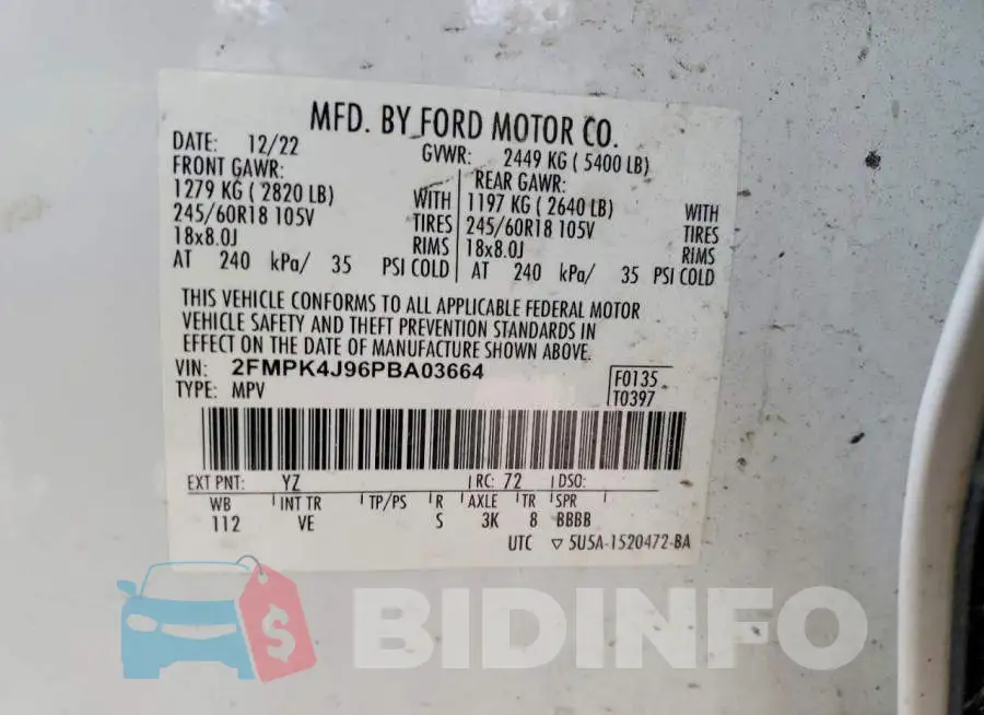 2FMPK4J96PBA03664 Photo# 13