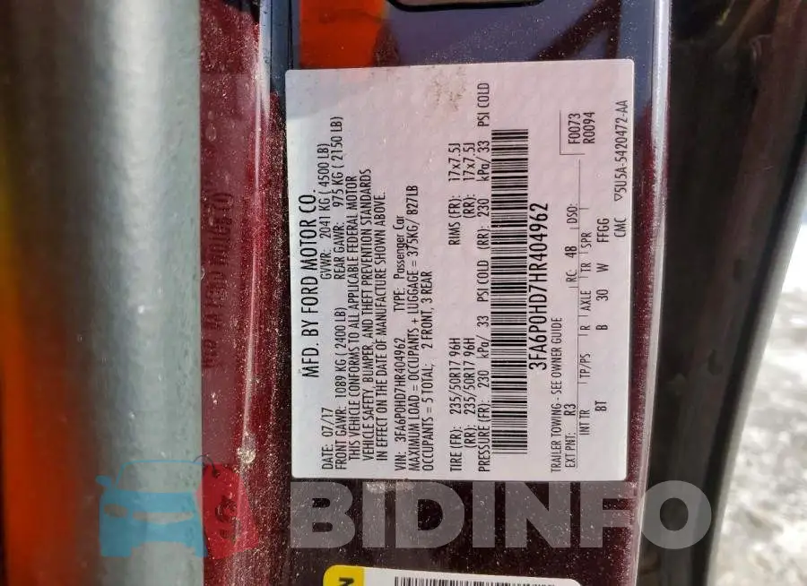 3FA6P0HD7HR404962 Photo# 12