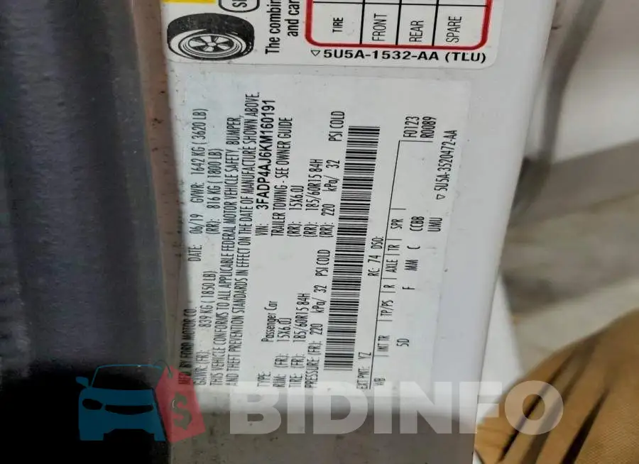 3FADP4AJ6KM160191 Photo# 12
