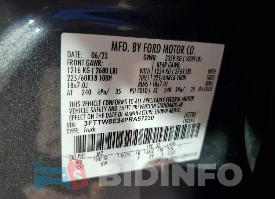 3FTTW8E34PRA57230 Photo# 13
