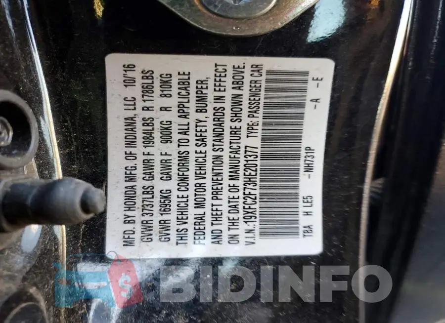 19XFC2F73HE201377 Photo# 13