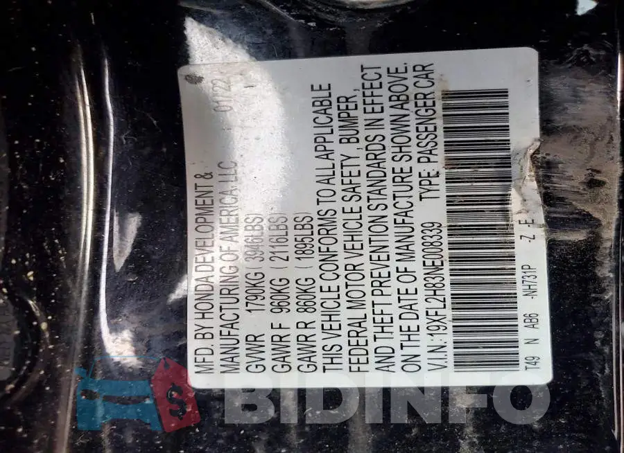 19XFL2H83NE008339 Photo# 12