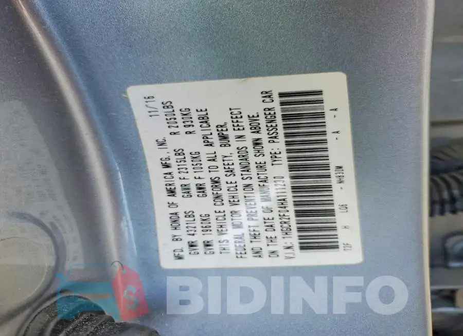 1HGCR2F04HA111230 Photo# 12