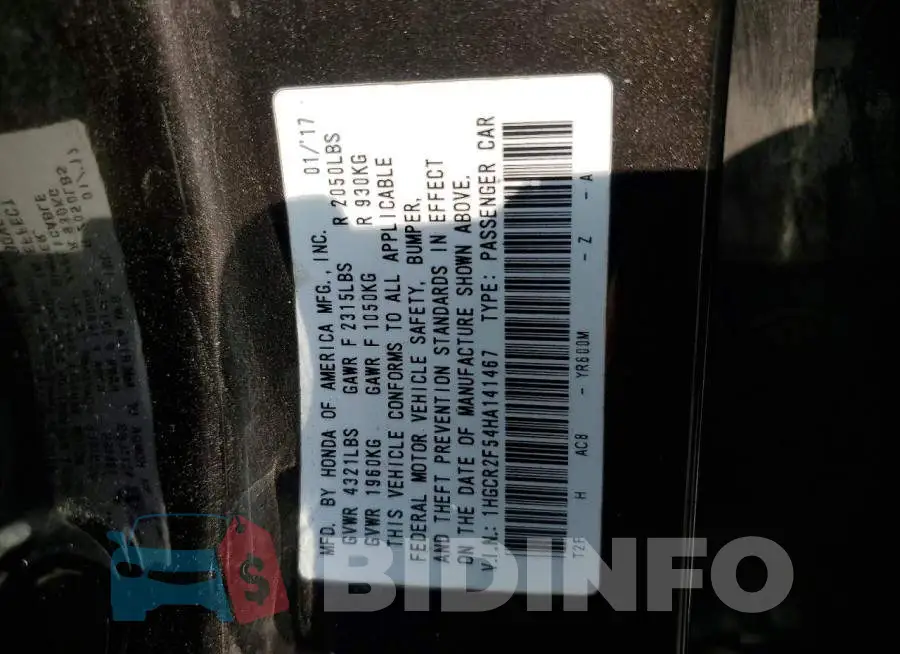 1HGCR2F54HA141467 Photo# 12