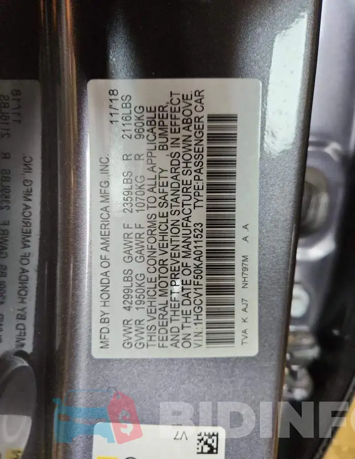 1HGCV1F50KA011523 Photo# 12