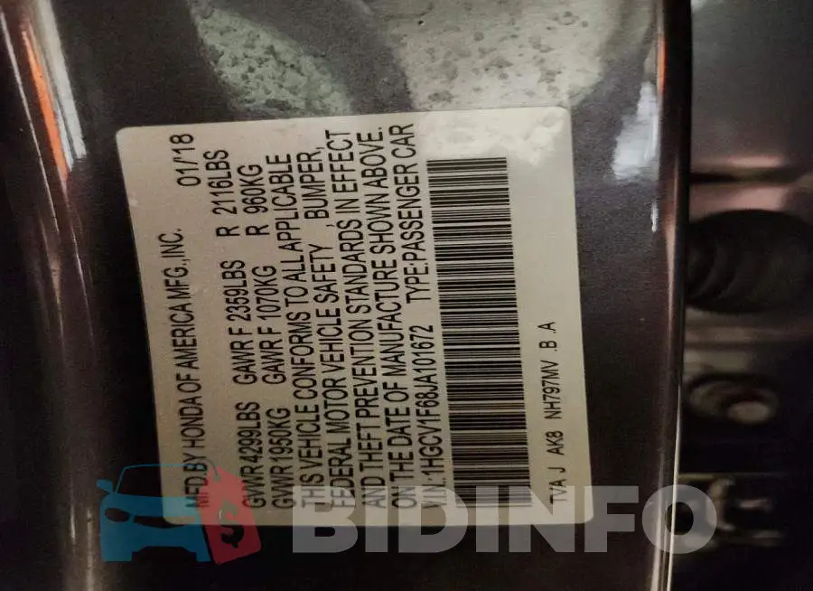 1HGCV1F68JA101672 Photo# 12