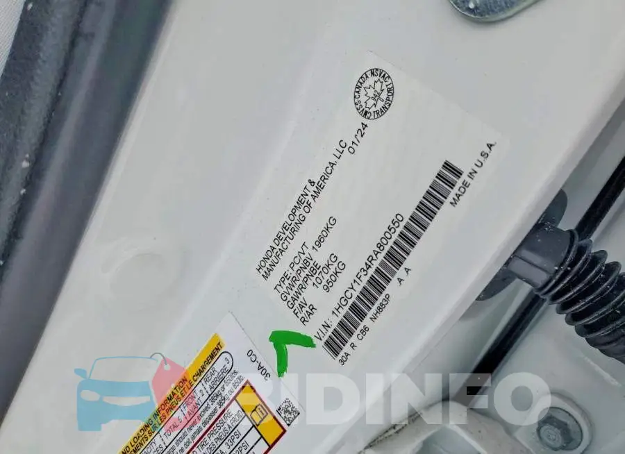 1HGCY1F34RA800550 Photo# 12