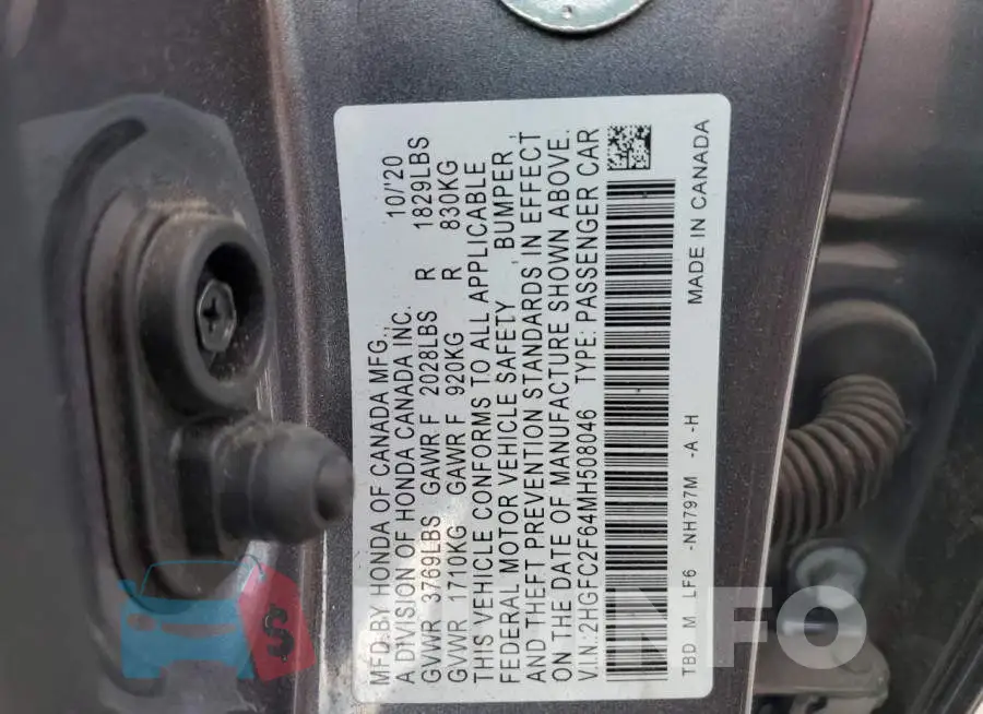 2HGFC2F64MH508046 Photo# 12