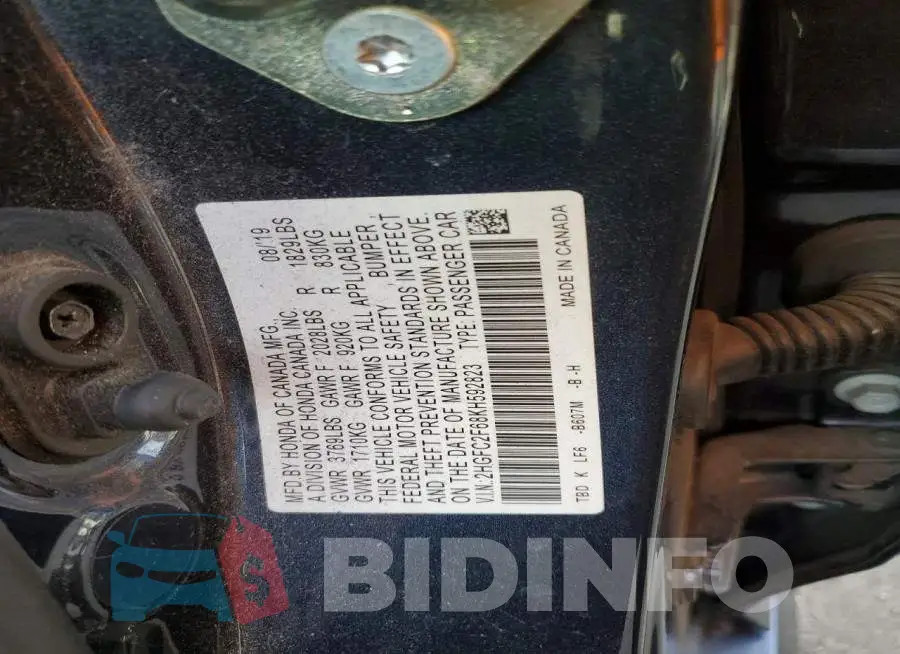 2HGFC2F68KH592823 Photo# 11