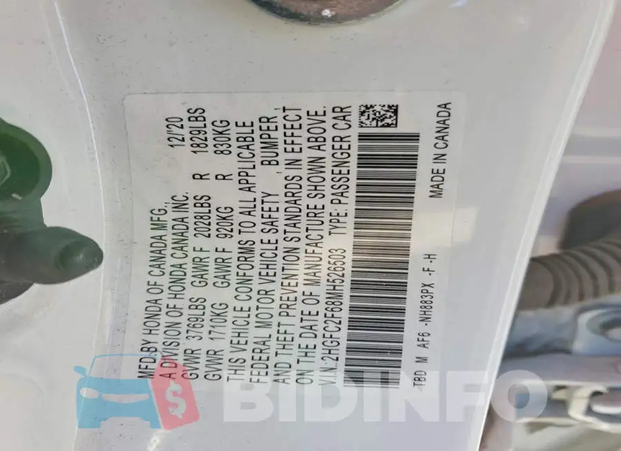 2HGFC2F68MH526503 Photo# 12