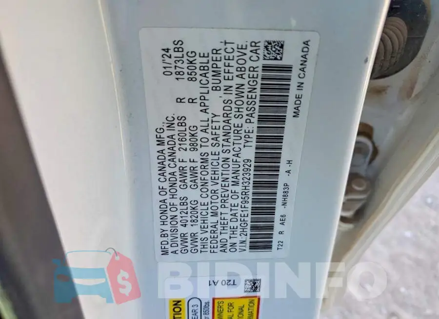 2HGFE1F95RH323929 Photo# 13