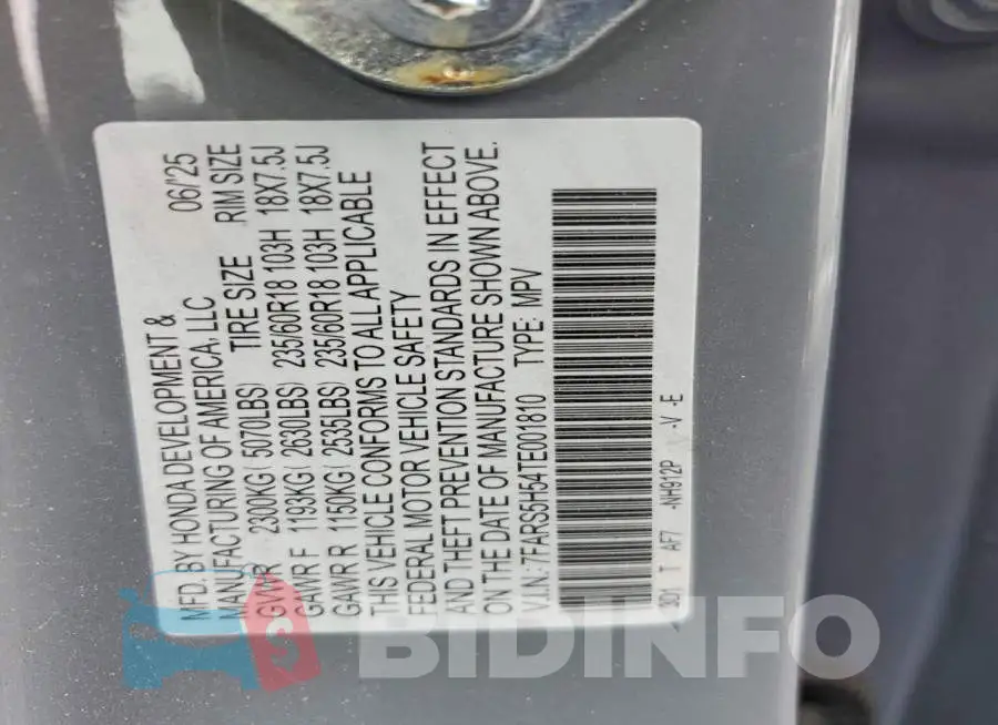 7FARS5H54TE001810 Photo# 13