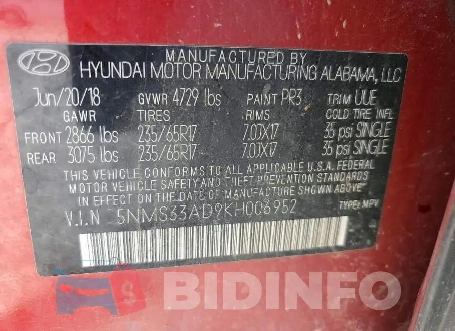 5NMS33AD9KH006952 Photo# 13