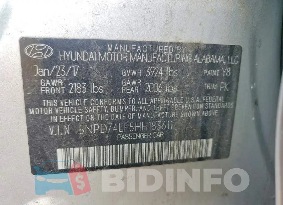 5NPD74LF5HH183611 Photo# 12