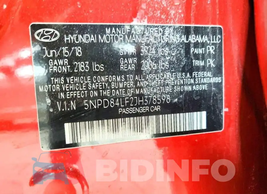 5NPD84LF2JH378598 Photo# 12
