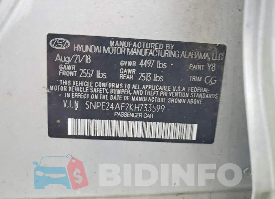 5NPE24AF2KH733599 Photo# 12