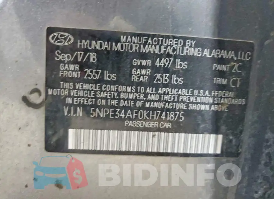 5NPE34AF0KH741875 Photo# 12