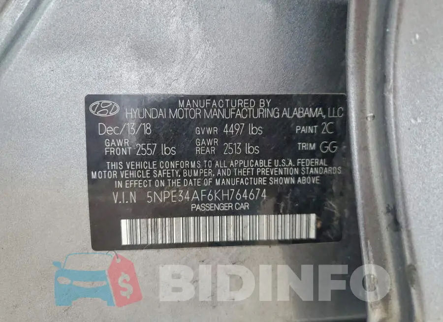 5NPE34AF6KH764674 Photo# 12