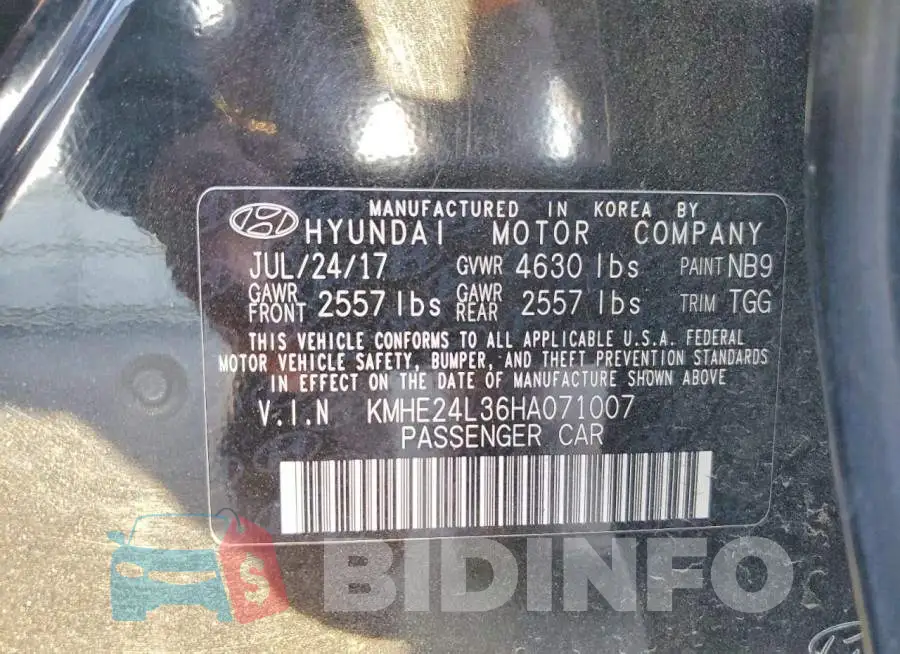 KMHE24L36HA071007 Photo# 12