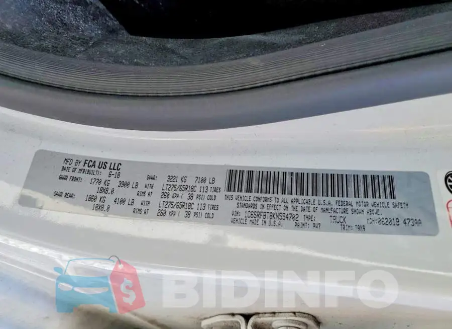 1C6SRFBT8KN554702 Photo# 12