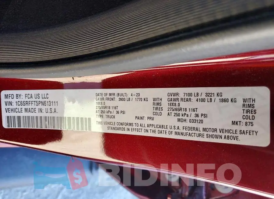 1C6SRFFT5PN613111 Photo# 13