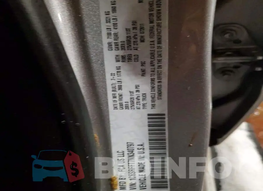 1C6SRFFT7NN340797 Photo# 12
