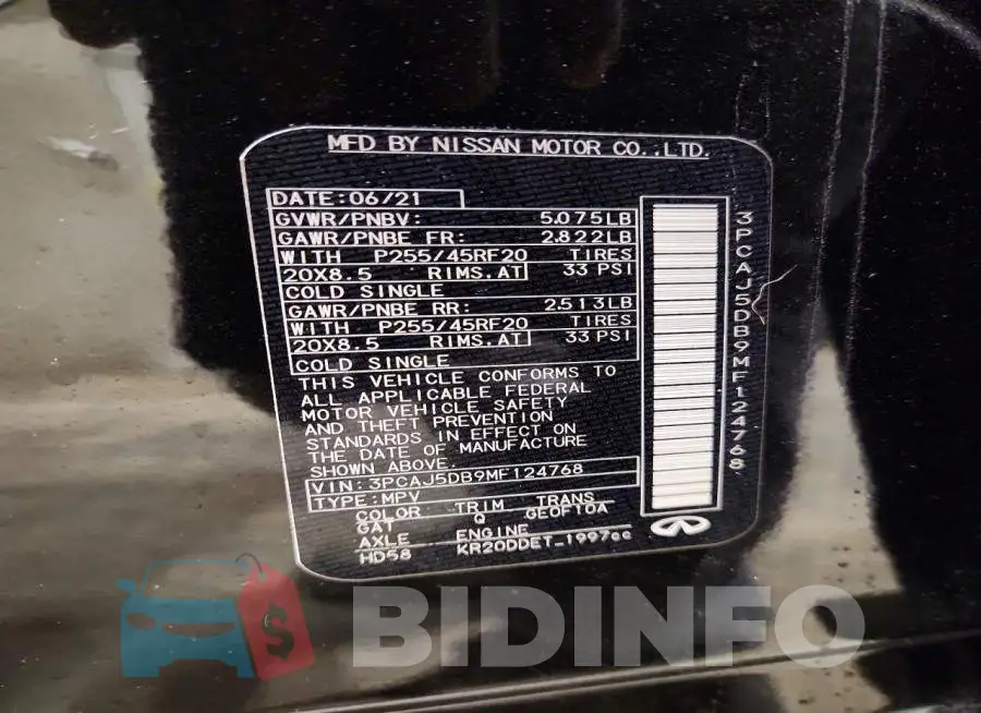 3PCAJ5DB9MF124768 Photo# 13