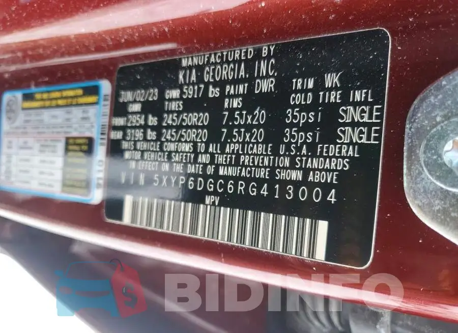 5XYP6DGC6RG413004 Photo# 13