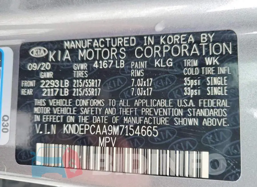 KNDEPCAA9M7154665 Photo# 13