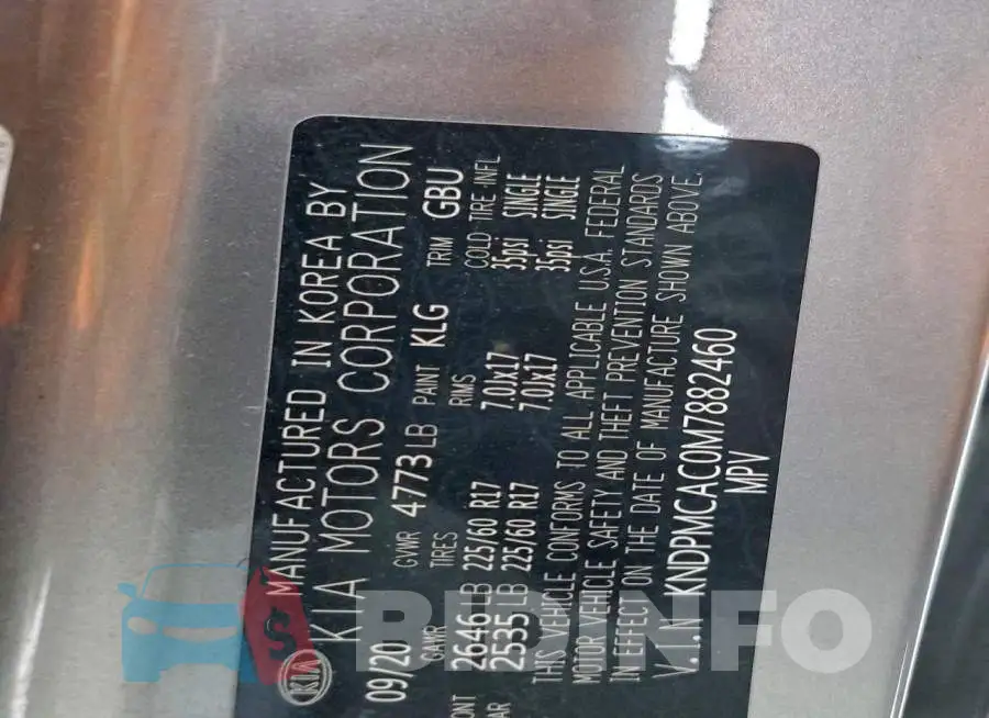 KNDPMCAC0M7882460 Photo# 13