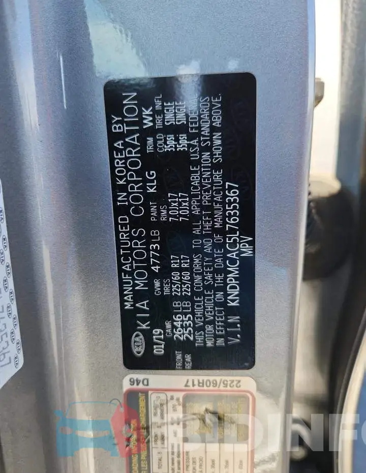 KNDPMCAC5L7635367 Photo# 14