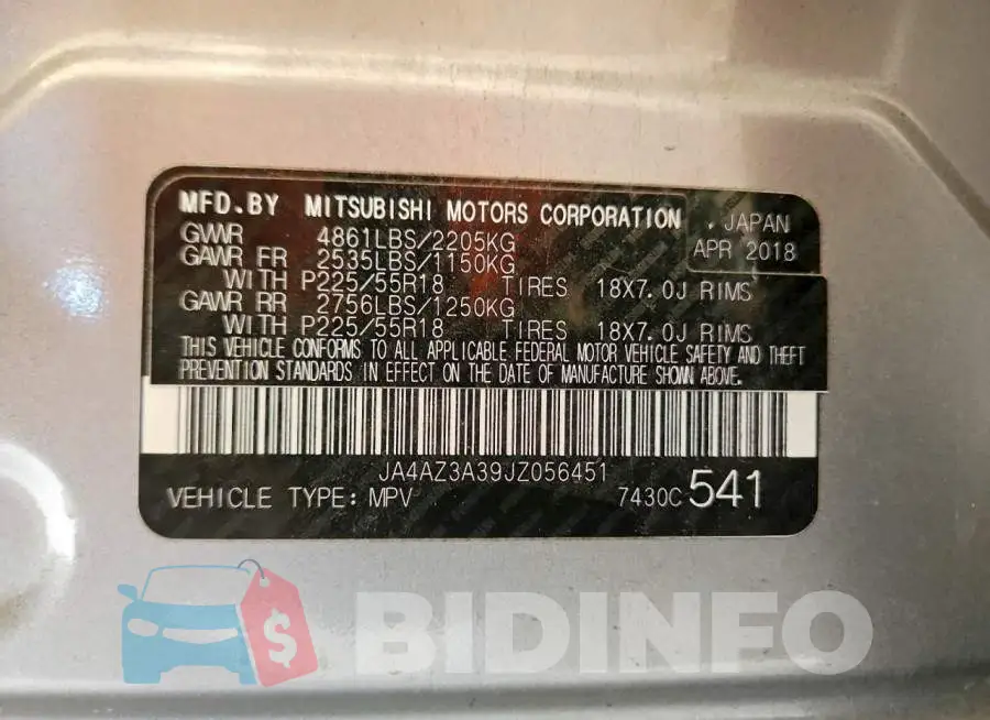 JA4AZ3A39JZ056451 Photo# 14