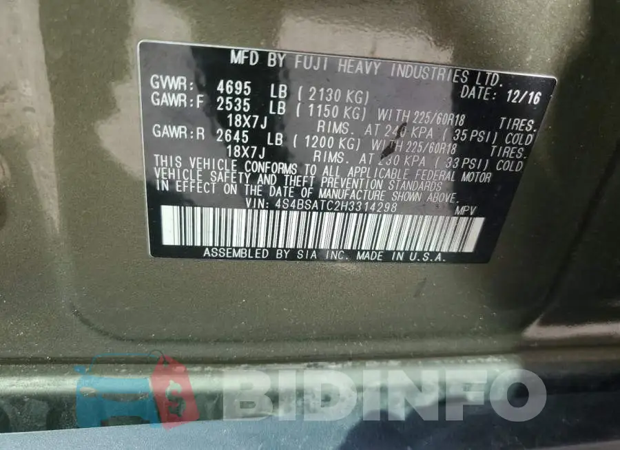 4S4BSATC2H3314298 Photo# 14