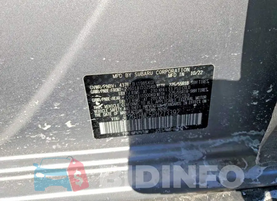 JF2GTHMC5PH273392 Photo# 13