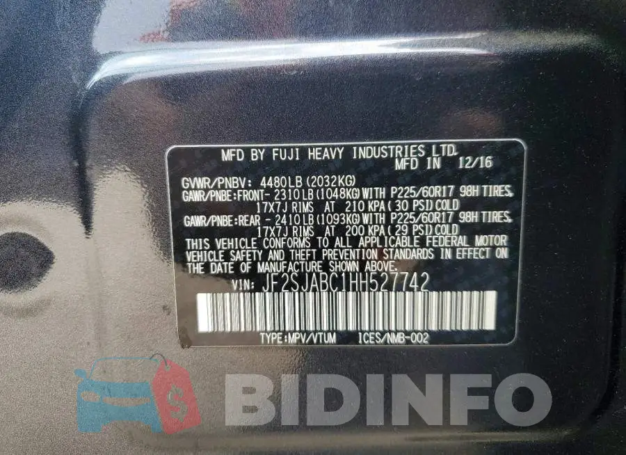 JF2SJABC1HH527742 Photo# 14