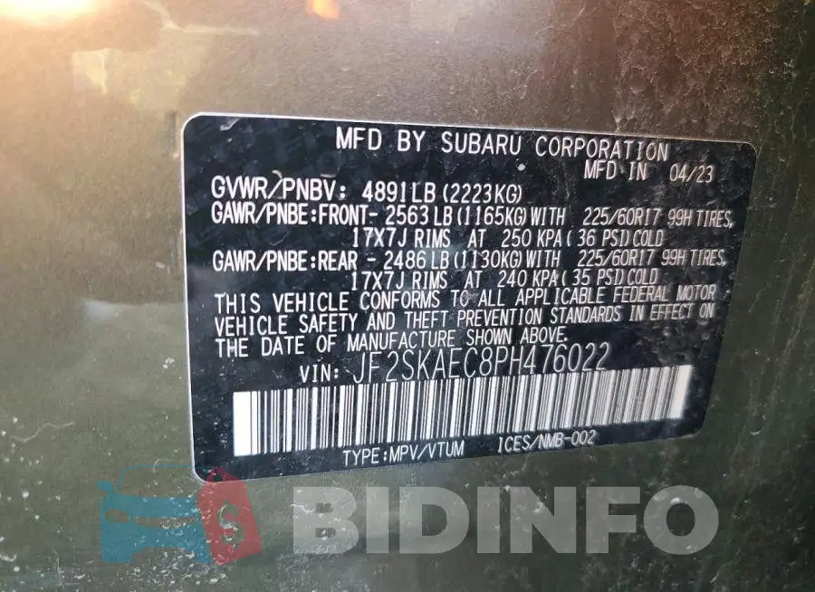 JF2SKAEC8PH476022 Photo# 12