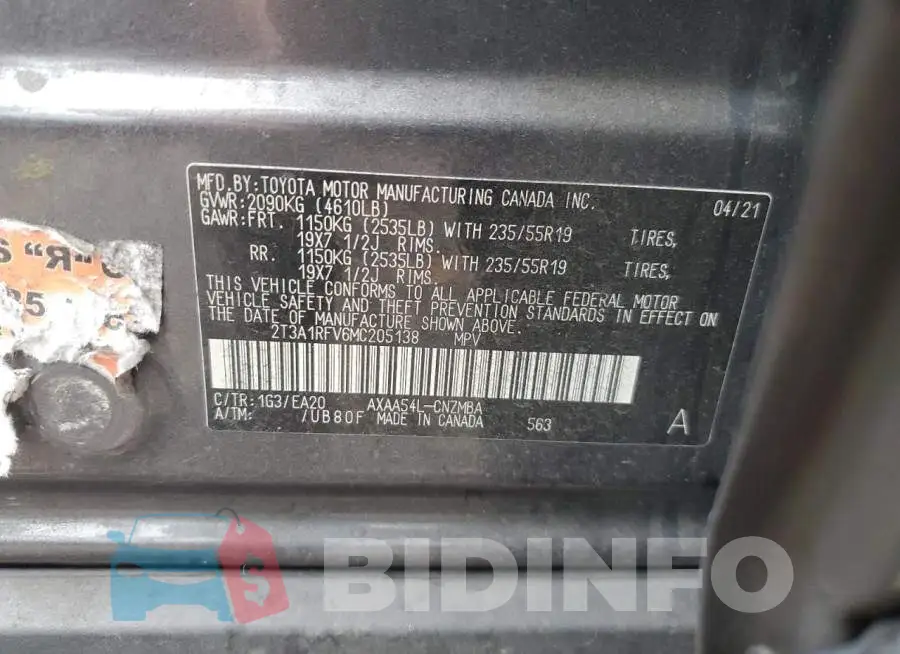 2T3A1RFV6MC205138 Photo# 13