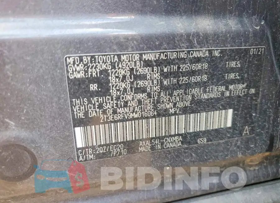 2T3E6RFV9MW016064 Photo# 12