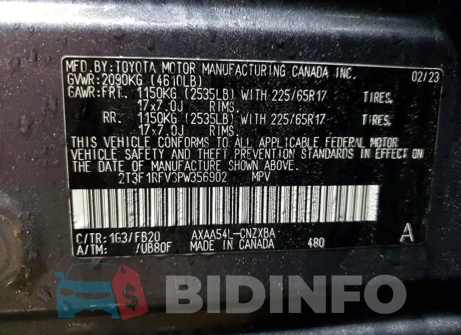 2T3F1RFV3PW356902 Photo# 13