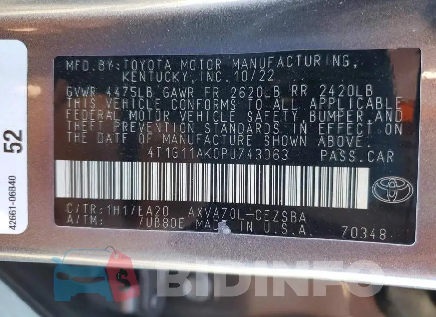 4T1G11AK0PU743063 Photo# 13