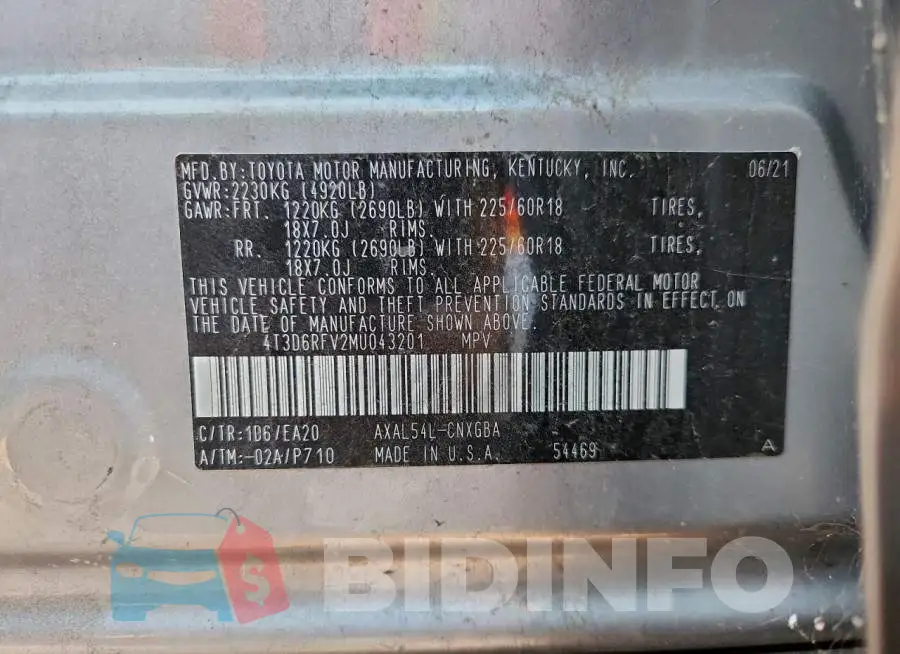 4T3D6RFV2MU043201 Photo# 14